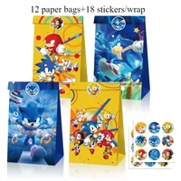 SEGA Anime Sonic Creative Cute Candy Gift Bag Birthday Party Candy Popcorn Festival Gift Packaging Paper Bag Christmas Gift Bag