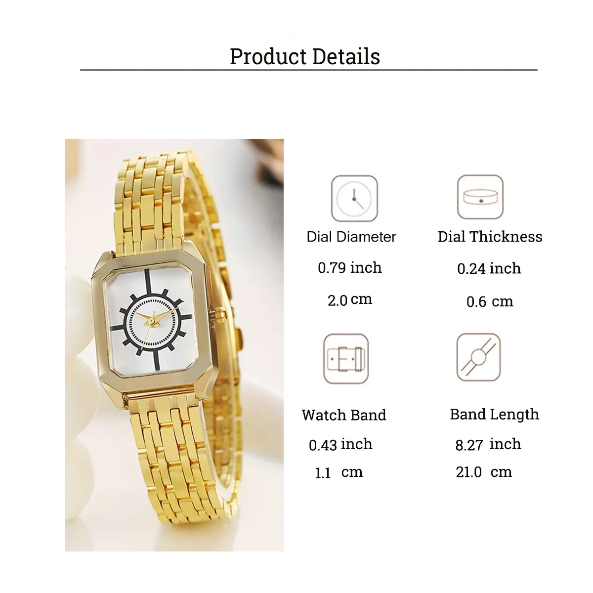 Fashion Light Luxury All-match Rectangular Dial Alloy Material Women's Quartz Watch, Suitable for Daily Wear, Christmas Gift