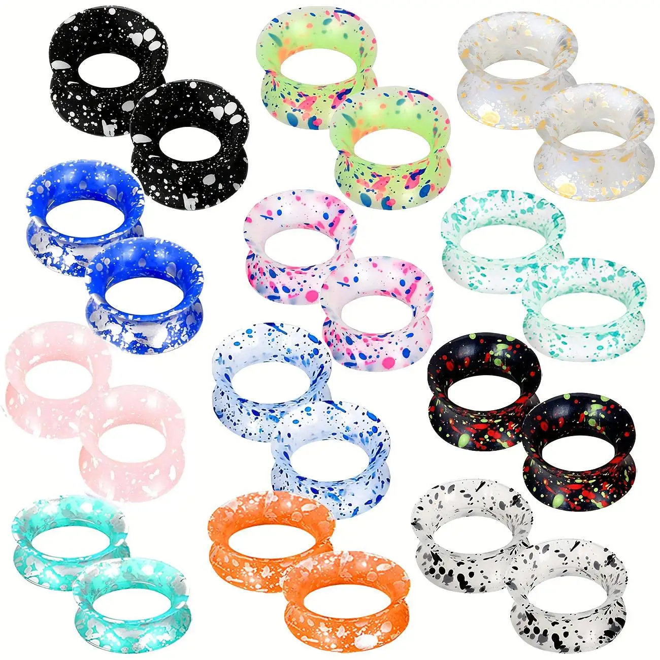 2pcs/24pcs Silicone Ear Gauges Flexible Ear Tunnels Plugs Stretchers Expander Double Flared Flesh Ear Piercing Jewelry 3-25mm