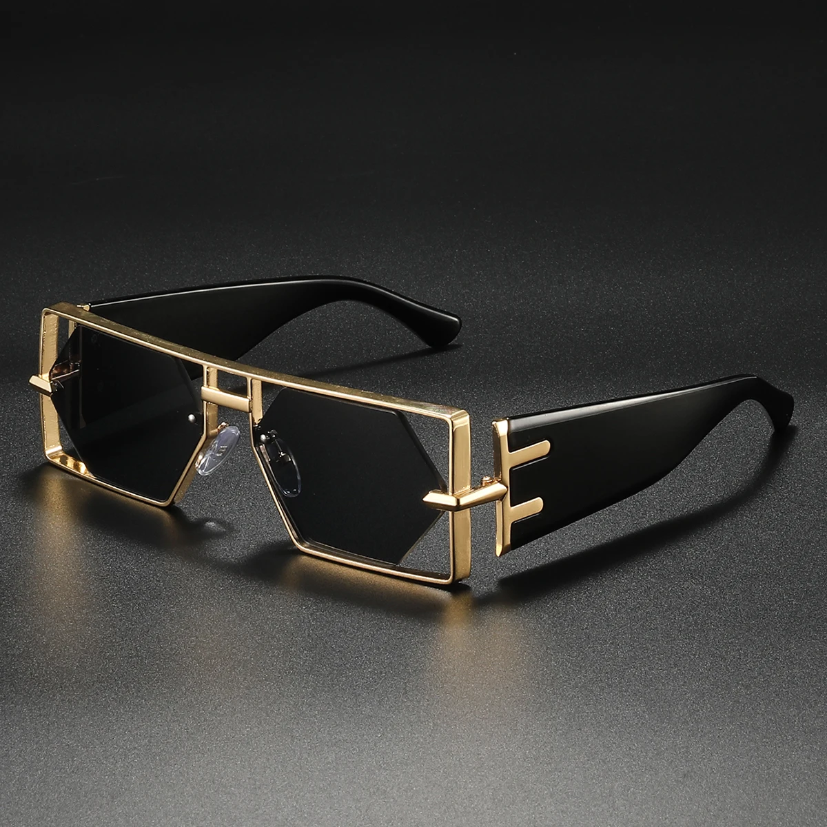 Coole Luxus-Sonnenbrille für Damen, quadratisch, aushöhlen, Designer-Brille, kräftig, Vintage, Ins Fashoin Shades – Detail 1