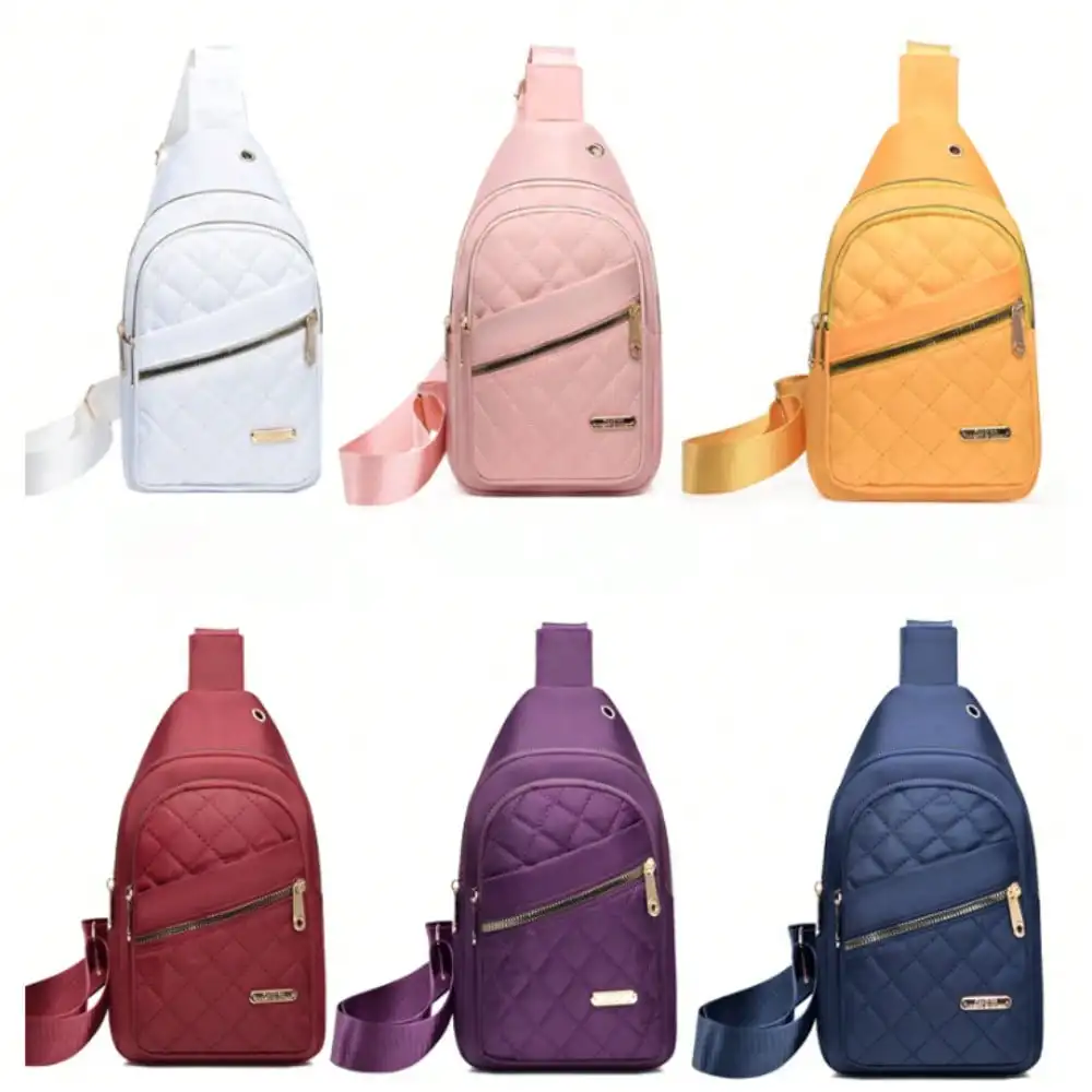 

Стеганая нейлоновая сумка-слинг для женщин - на одно плечо, с карманами на молнии