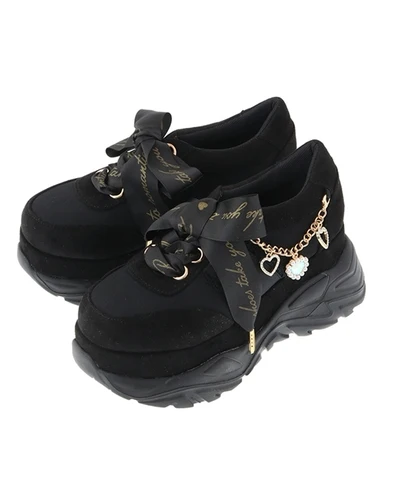 Japanese Style Trendy Lolita Sweet Rhinestone Love Chain Cute Platform Mine Series Women Ribbon Bow Sneakers Girls Sports Shoes