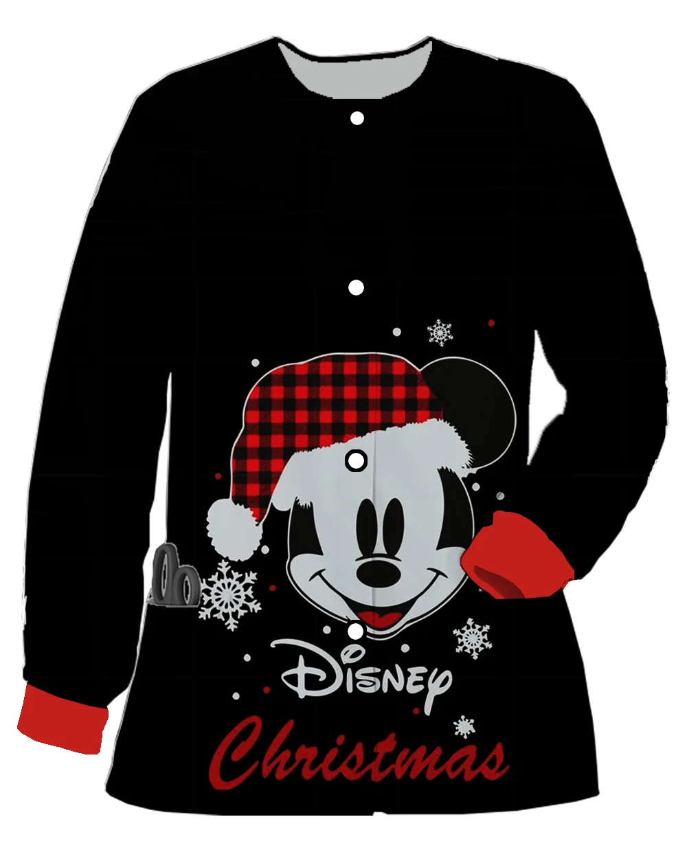 

Женская куртка-скраб с принтом Микки Мауса Disney, осенне-зимняя коллекция 2026, с двумя карманами, длинными рукавами и кнопками, для медсестер