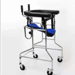 4 Wheels Handicapped Rehabilitation Training Children Adults Stand Disabled Walker Walking Aid