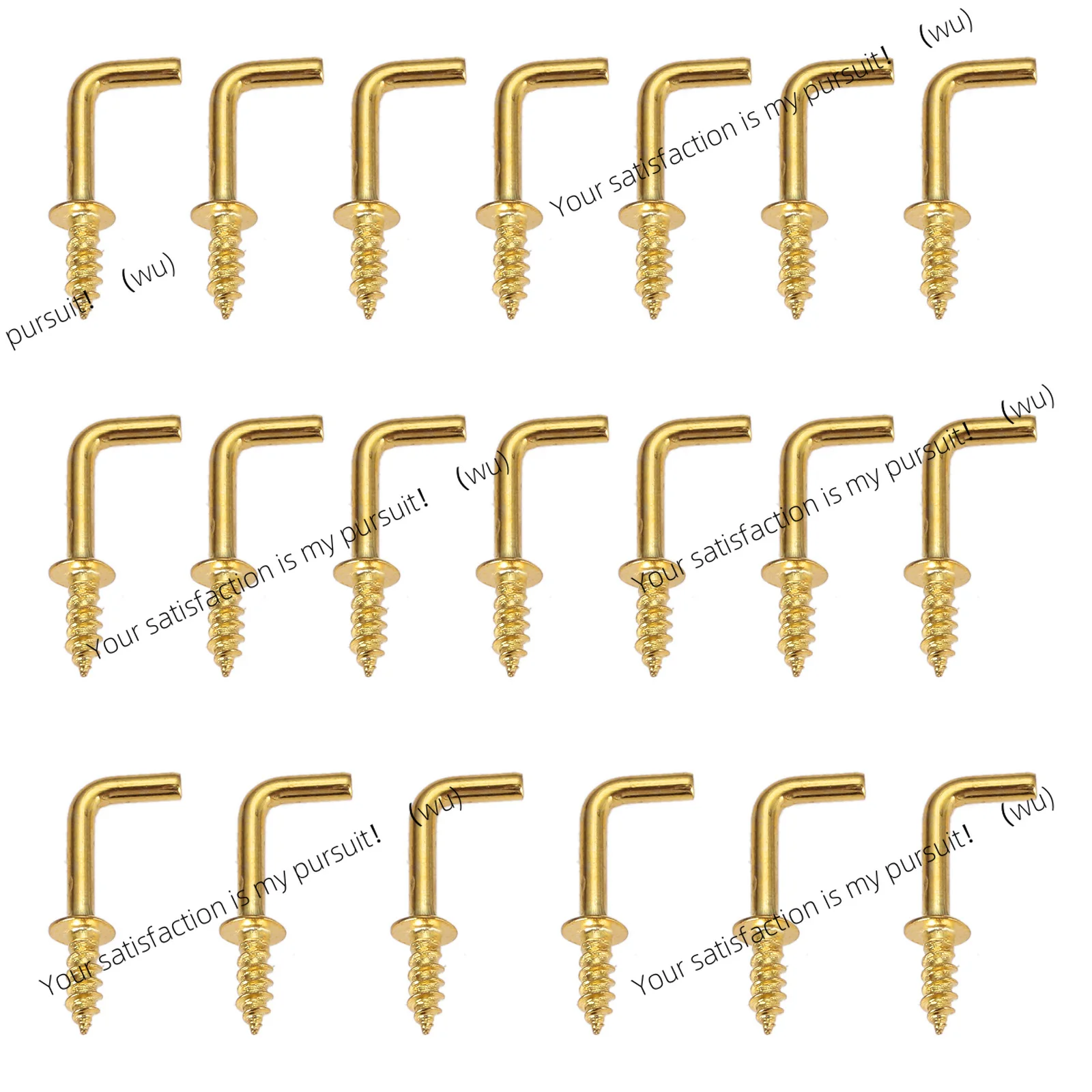 20 Pcs L Shaped Screw Dresser Cup Hooks Hanging Hangers Hooks Brass Plated DIY Home Furniture Fixing Fastener Tool 1/2 5/8 inch