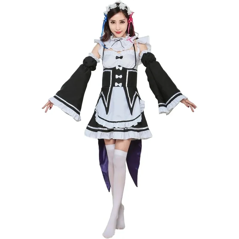 

ob Re:Zero Ram Rem Maid Costume - S-3XL Plus Size Anime Cosplay Outfit - Starting Life in Another World Role Play Clothing 158gj