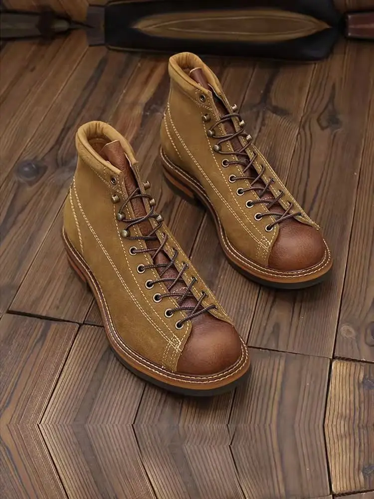 Winter Waterproof Platform Mens Boots Brand Designer Lace Rubber Biker Ankle Boots Mens Leather Safety Work Mens Shoes