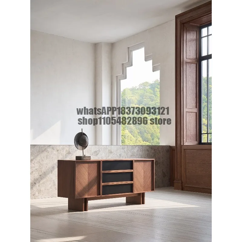 Black walnut bedroom floor-to-ceiling locker retro wall storage bedside cabinet