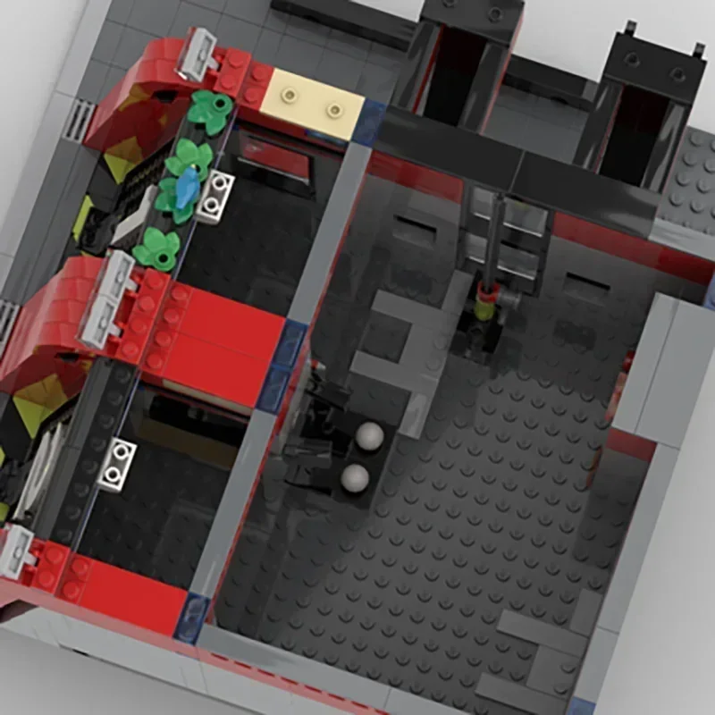 Seria Klocków Konstrukcyjnych Moc z Widokiem na Ulicę Miasta, Model Budynku Strażackiego, Technologiczne Klocki Modułowe DIY, Zabawka, Prezent na Święta