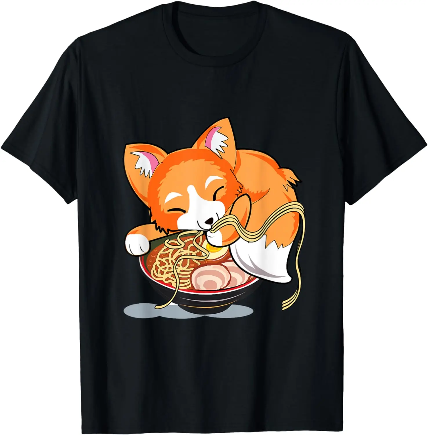 Ramen Noodles Fox Lover Kawaii Japanese Anime T-Shirt Oversized T-shirts for Women/Men Clothing