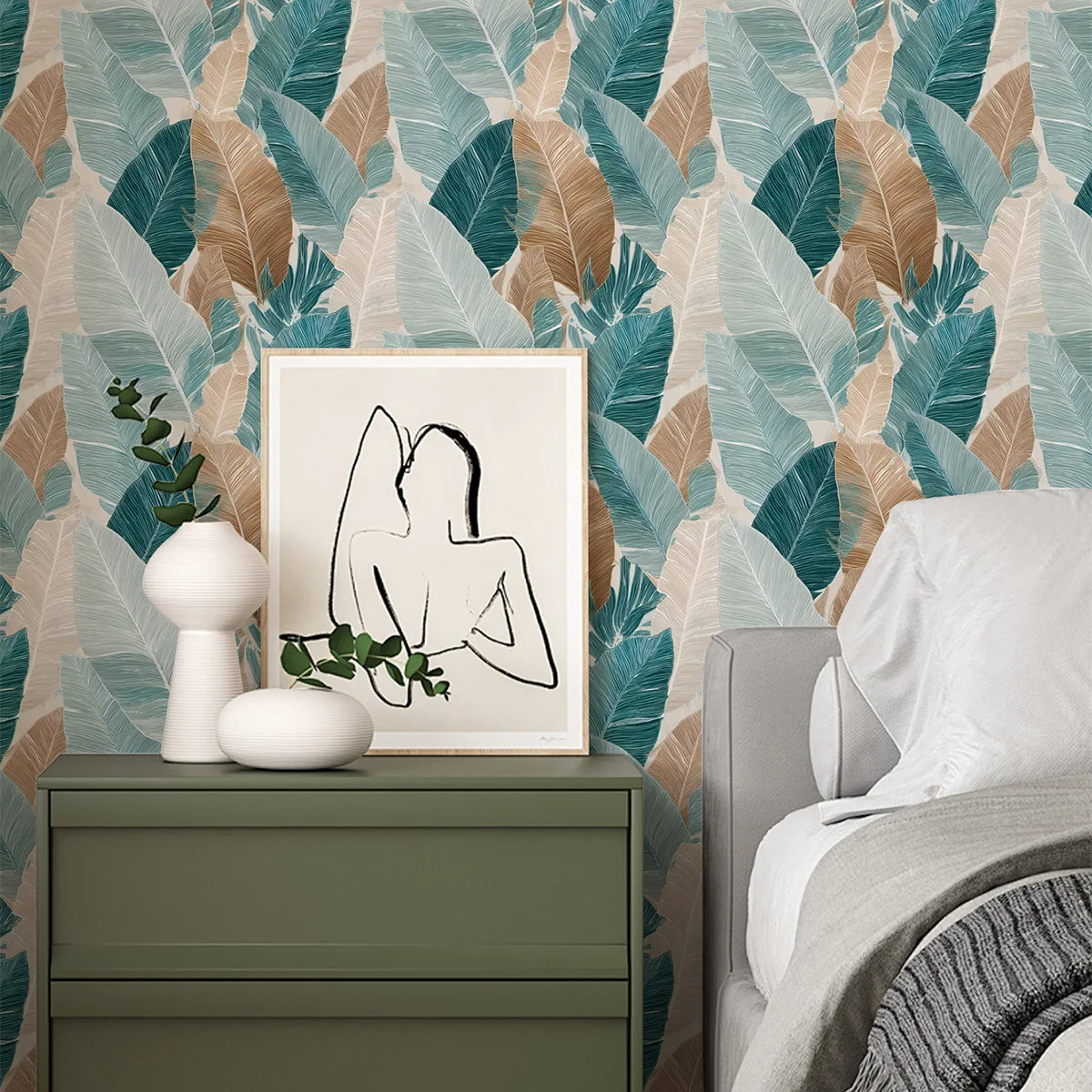 Peel and Stick Wallpaper Banana Leaves Self Adhesive Wall Paper Removable Contact Paper for Living Room Cabinet Sticker