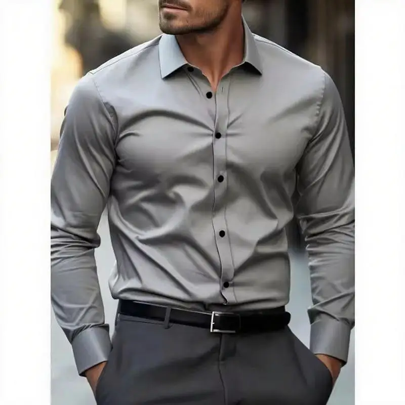

Men's Thin White Shirt Summer plus Size Long Sleeve Pocket Casual Comfortable Breathable Easy Care Fashionable Inner Wear