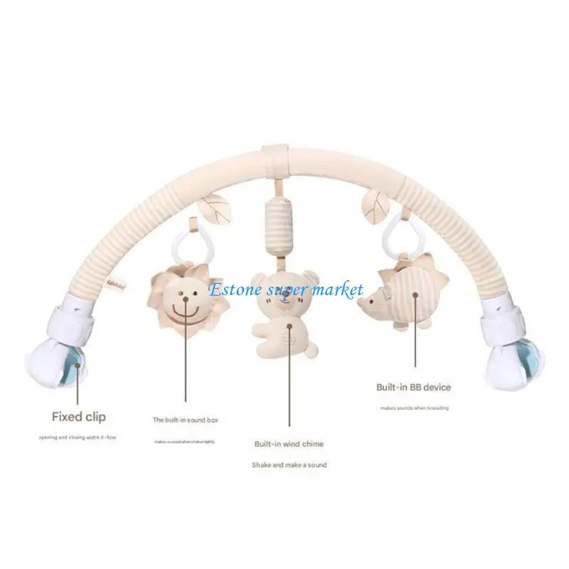 090B Passeggino portatile con campanello giocattolo a contrasto colore, cotone organico lavabile in lavatrice