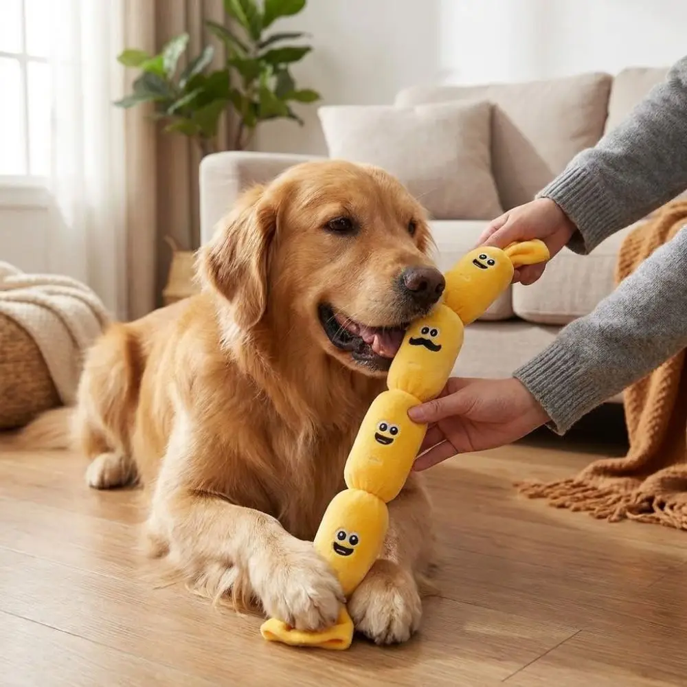 

Bite-Resistant Sausage Sound Dog Chew Toy Soft Plush Simulated Sausage Interactive Dog Toy Realistic Chew-Resistant
