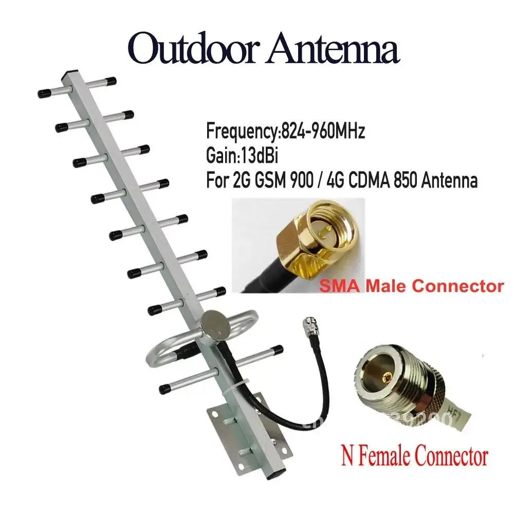 ZQTMAX 13dB 9 Unit Yagi Antenna For gsm cdma signal booster 800 850 900 MHz GSM CDMA B20 band repeater 2G 4G signal amplifier