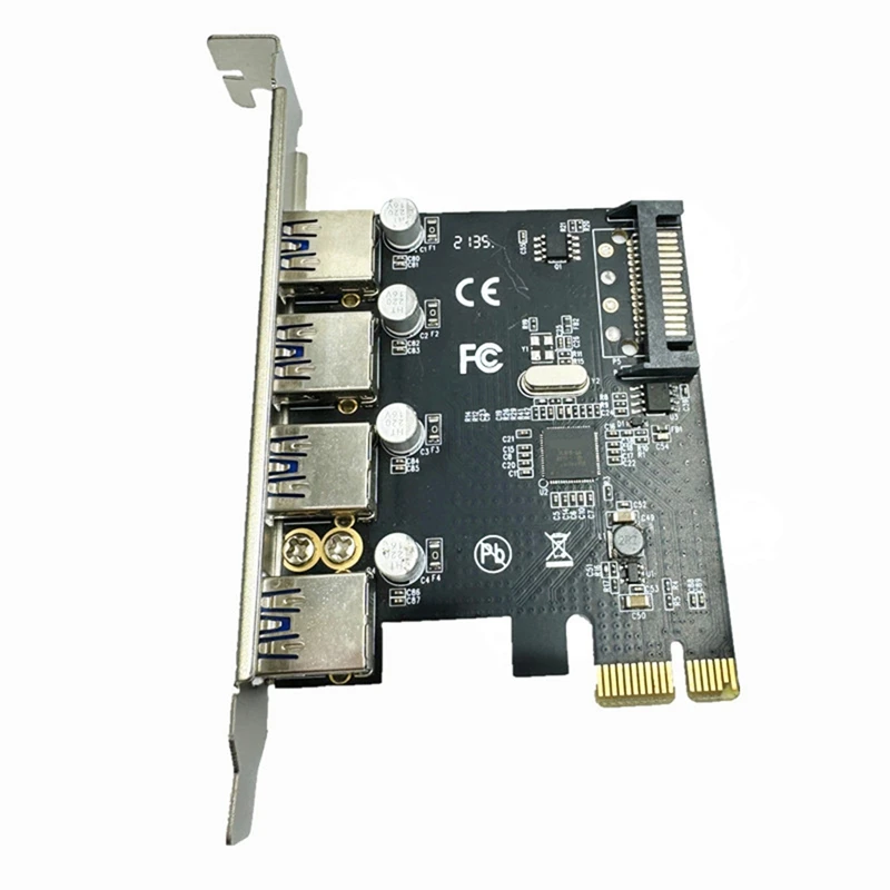 4 พอร์ต USB 3.0 การ์ดขยาย PCI-E PCI Express PCIe USB 3.0 Hub Adapter 5Gbps Riser Controller Extender พร้อม SATA Power