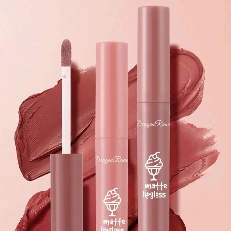 Dragon Ranee 3-teiliges mattes Lipgloss-Set, samtiger flüssiger Lippenstift, nackte Lippenglasur, wasserfest, langlebig, nicht klebrig, Lippen-Make-up-Set