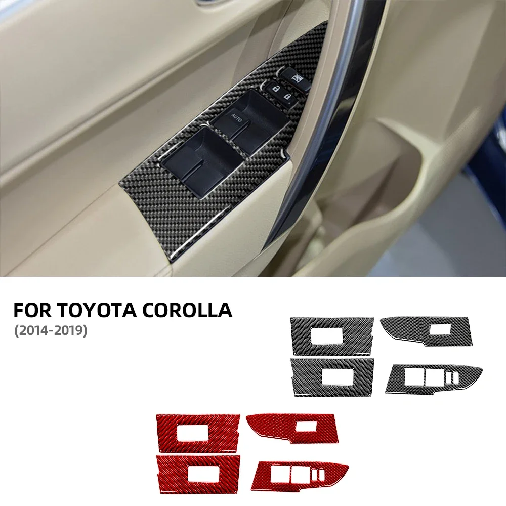 

Carbon Fiber Black Fit for Toyota Corolla 2014 2015 2016 2017 2018 2019 Lift Window Key Panel Car Acceccories Para Auto Stickers