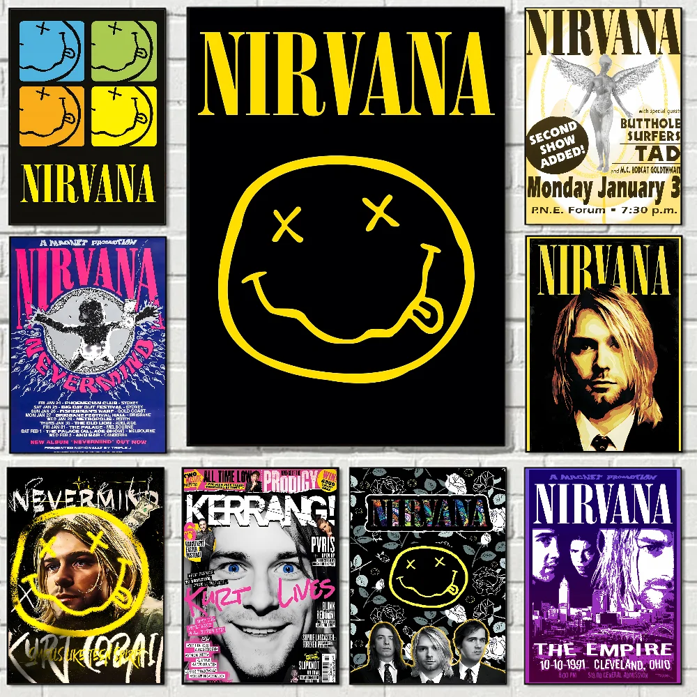 A-N-Nirvana-Rock Band Poster Stickers Art Wall Murals Decor Game Room Decor Gifts HD Painting