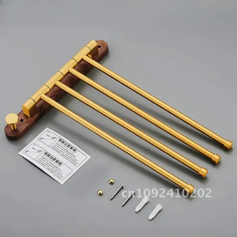 Bar, Bathroom Towel Rack, Rotating Multi-pole Kitchen Aluminum Walnut Towel Space Holder Towel