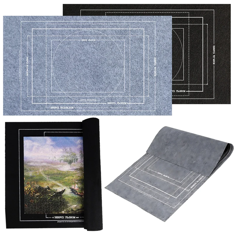 Puzzle Storage Mat Felt Storage Blanket Grey Black Various Size for 1500/2000/3000pcs Puzzles Parent-child Interaction Props ZYF
