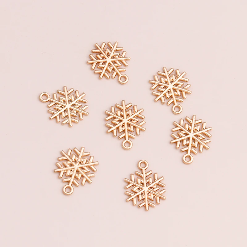 20 Stück niedliche gold- und silberfarbene Schneeflocken-Anhänger aus Legierung für die Schmuckherstellung, Halsketten, Ohrringe, Armbänder, DIY-Bastelbedarf – Detail 4