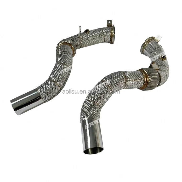 Auto Free Flow Straight Downpipe for  X5M/X6M F85/F86 4.4 2015-2019 Heat Shield Exhaust Pipe Stainless Steel Race Header