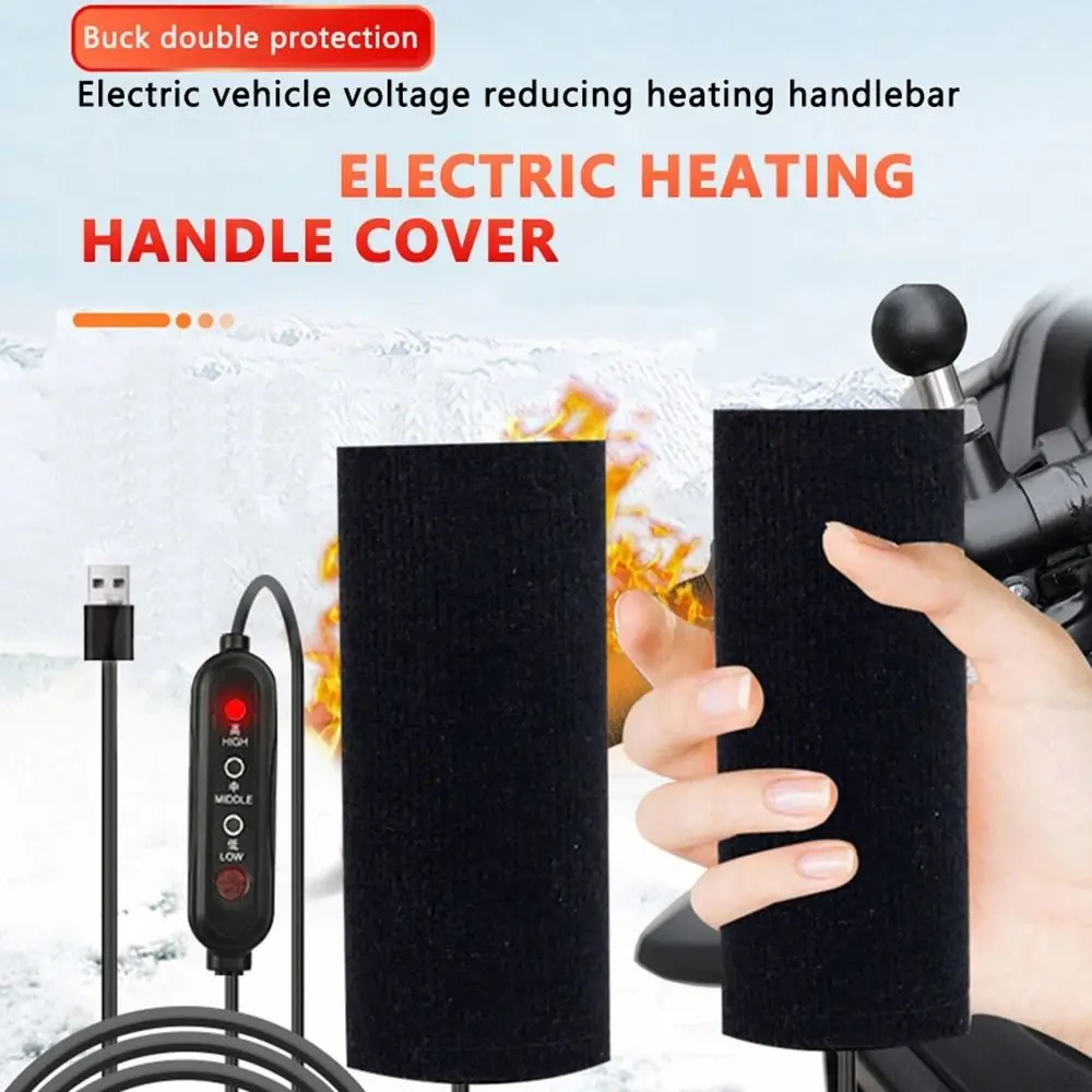 

3 Gear Control Motorcycle Handlebar Warmer Non-slip Warm Electric Heating Handle Grips Adjustable Protection