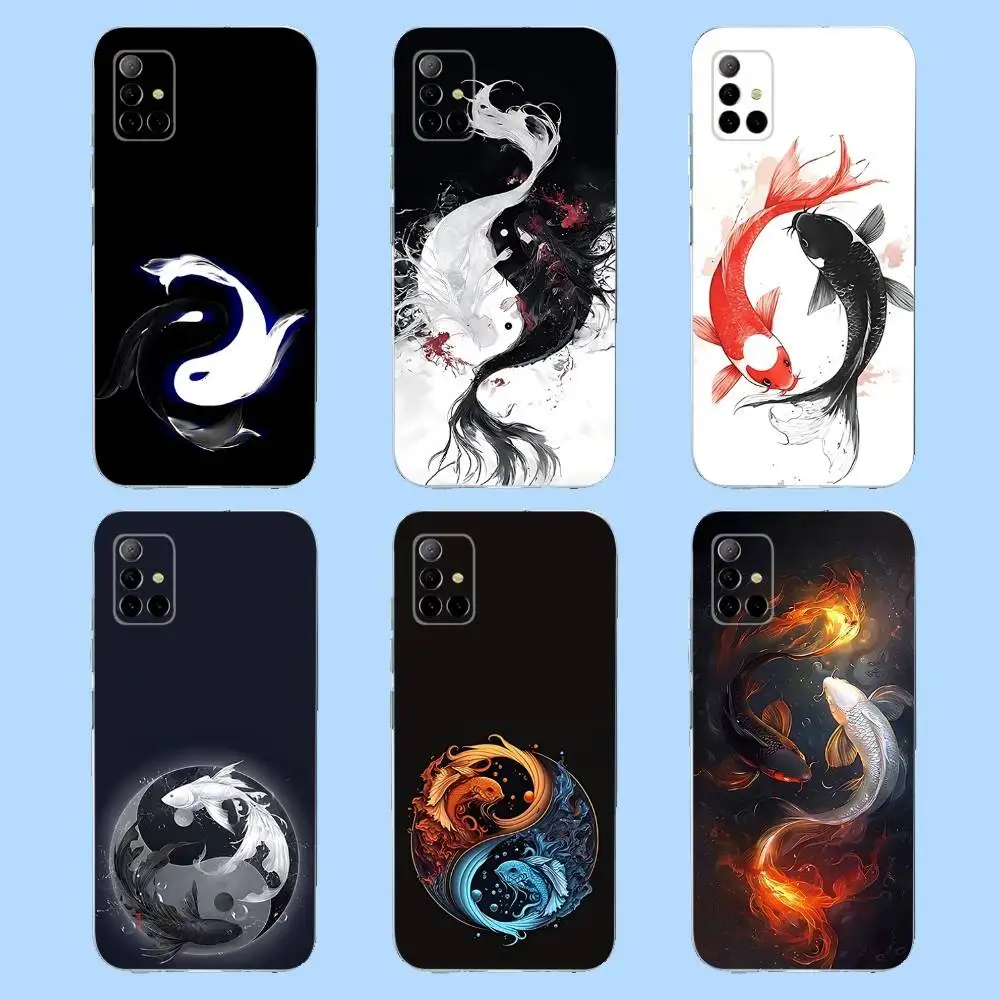 

Koi Carp Fish Yin Yang Art Phone Case For Samsung S 23,22,10,9,8 A 71,52,51,30,21S,12 PIus,E,Lite Note20 Ultra Clear Soft