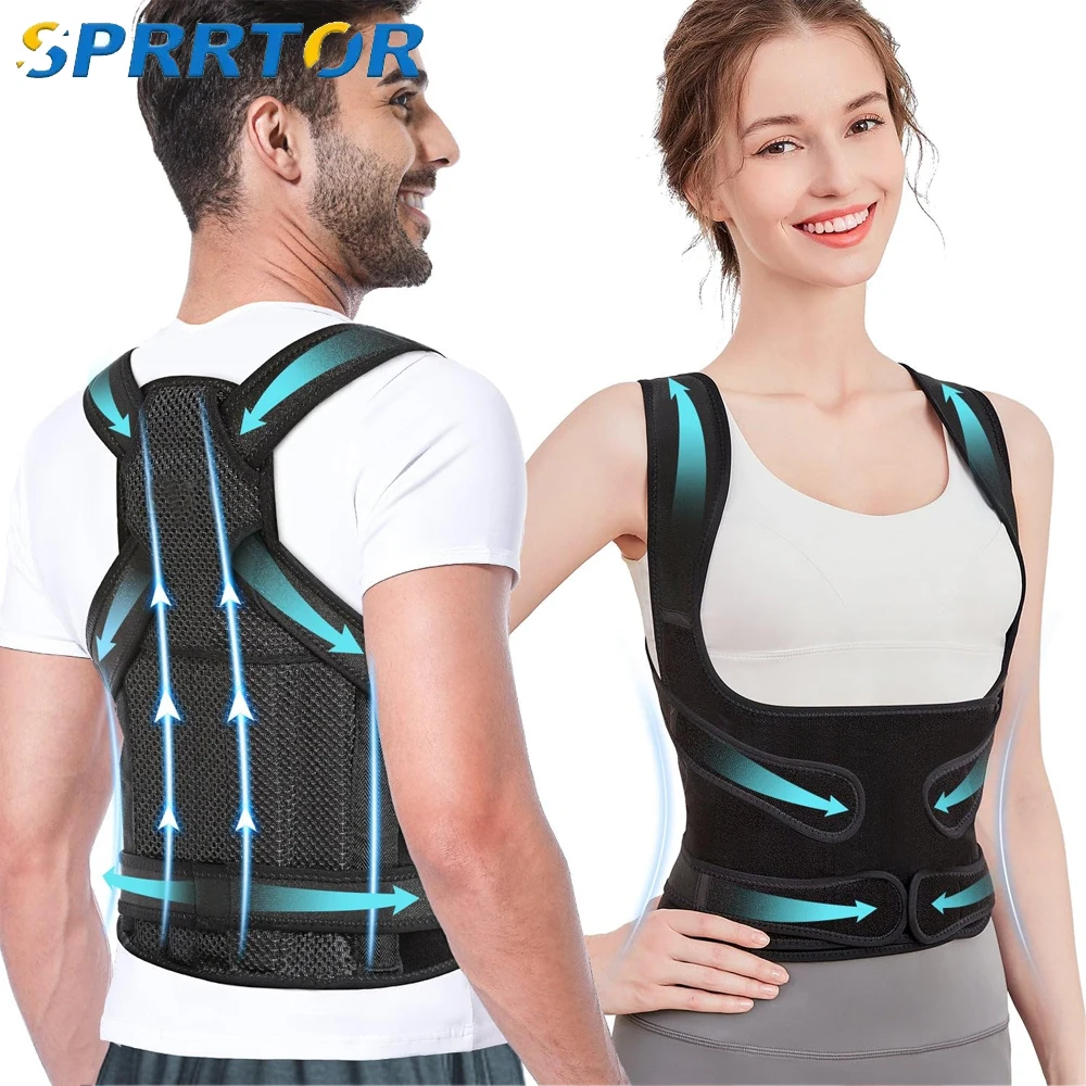 Posture Corrector for Women Men,Brace for Upper and Lower Back Pain Relief,Adjustable Fully Back Support Improve Back Posture