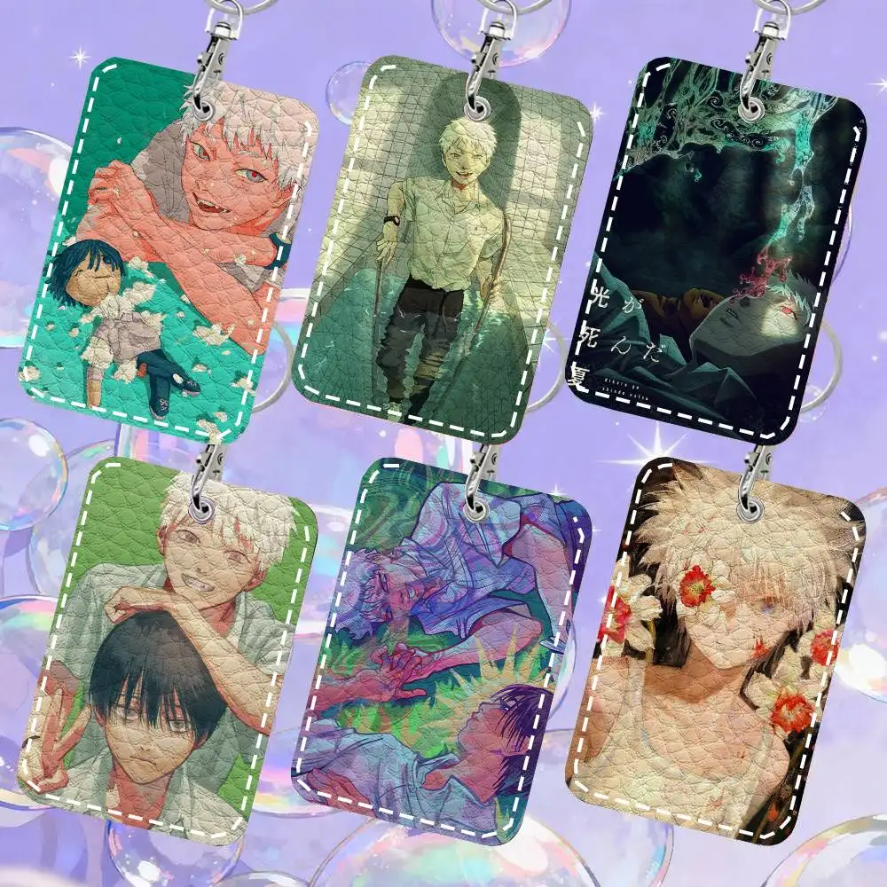 The Summer Hikaru Died Anime Card Case Keychain Access Card Bag Key Tag Ring Leather Card Holder Key Ring Access