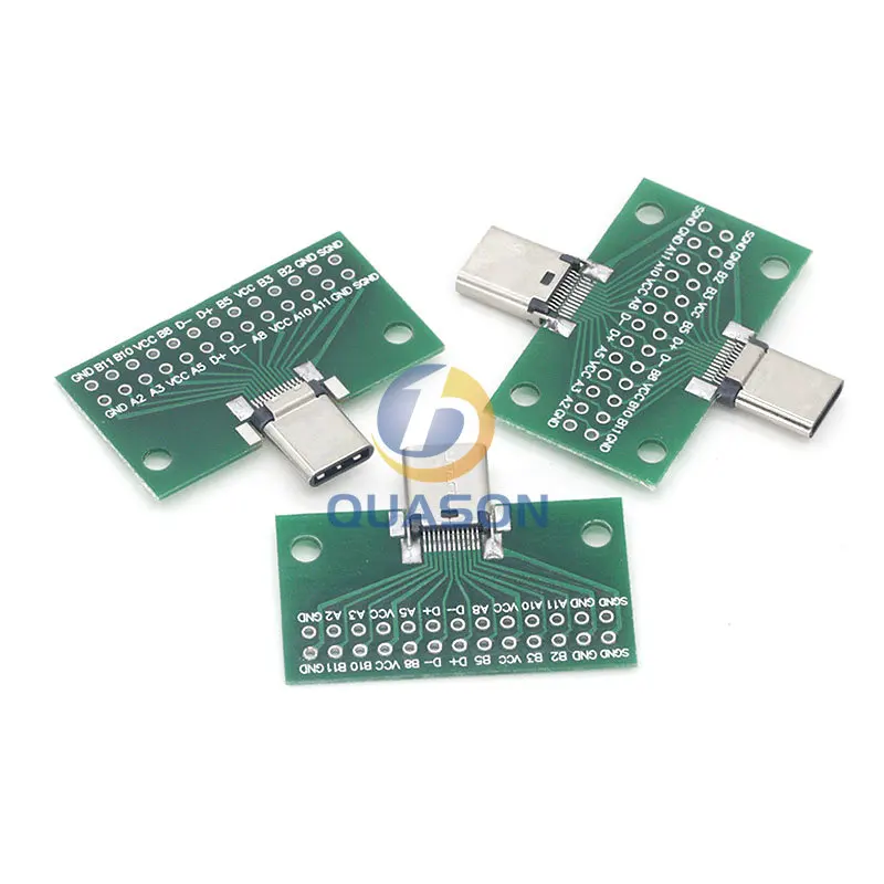 Type-C Male to Female USB 3.1 Test PCB Board Adapter Type C 24P 2.54mm Connector Socket For Data Line Wire Cable Transfer