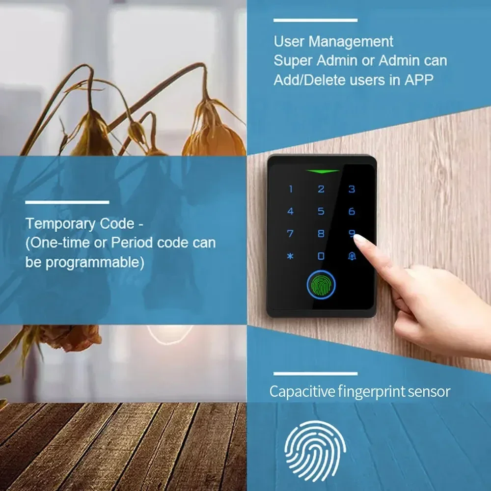 TuyaAPP Password unlockFingerprint porta scorrevole Lock2.4G WIFI controllo accessi tastiera autonoma impronta digitale RFID Card Door Entry