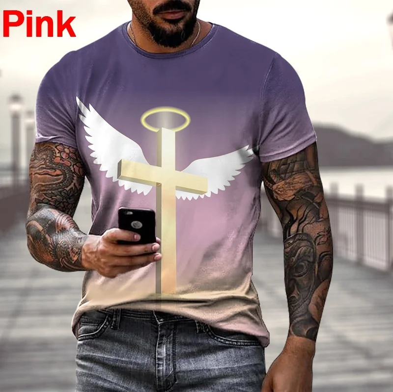 Christian Cross Jesus Print Men/women Casual T-shirts