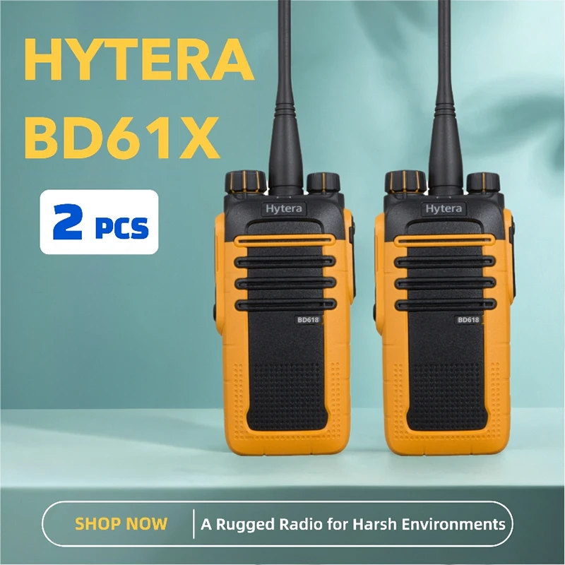 

2PCS HYTERA BD618 DMR Portable Two-way Radio Robust IP66 Walkie Talkies de largo alcance UHF VHF Commutator for Outdoor Security