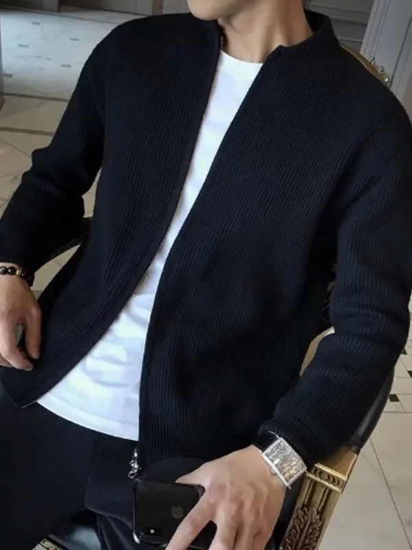 LIBIELIY 2025 Men Spring Autumn Warm Cardigan Men Zipper Sweaters Jackets Mens Slim Fit Knitted Sweatercoat Thick Cardigan Sweat