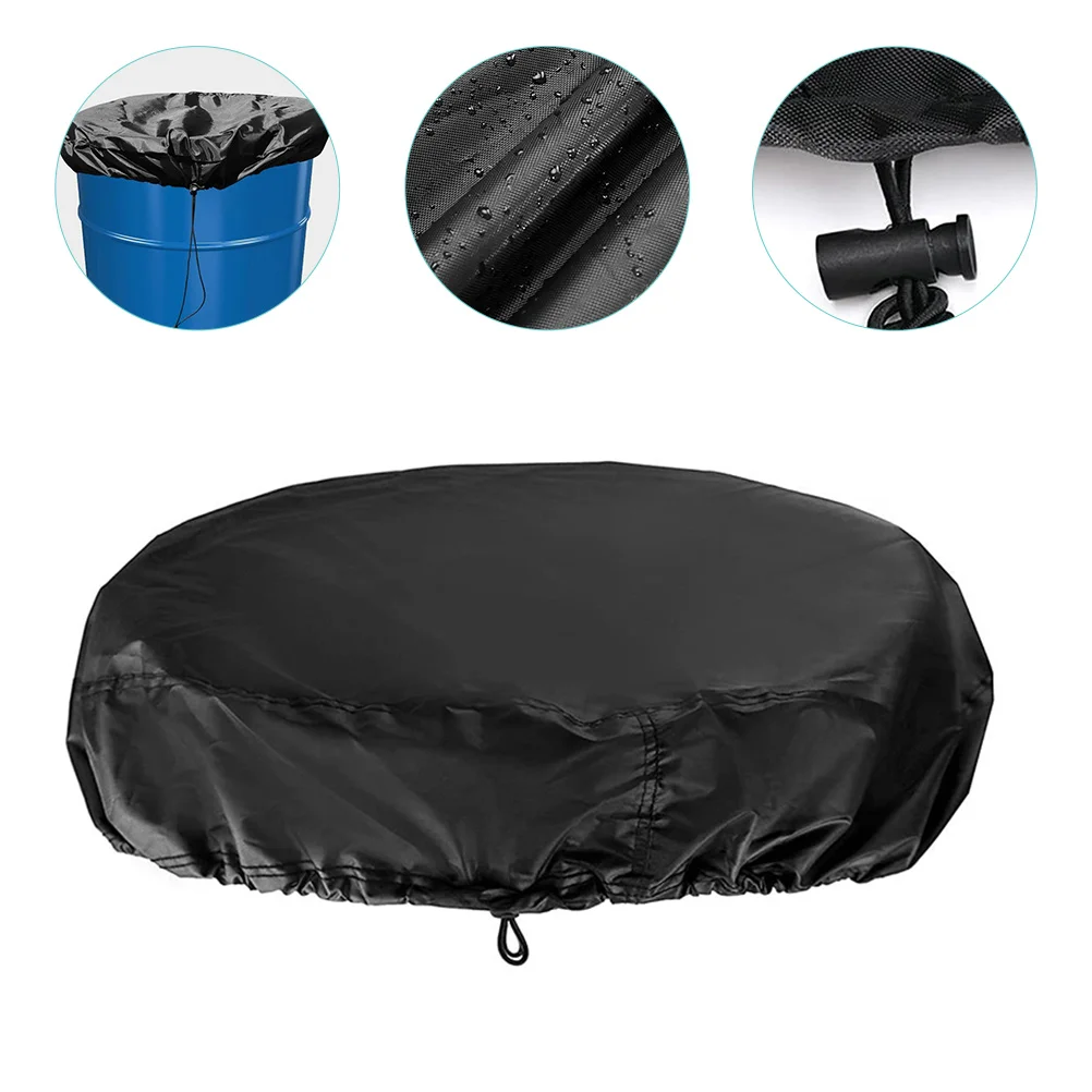 Bucket Lid Oxford Cloth Barrel Cover Storage Tank Wheeled 55 Gallon Drum Black Protective Container Household