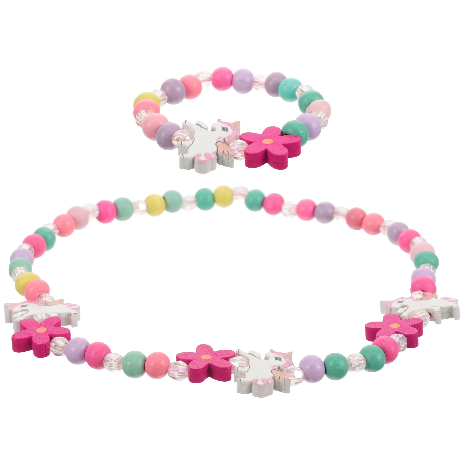 

Basket for Kids Wooden Bracelet Girls Beads Necklace Unicorn Jewelry Little Colorful Child