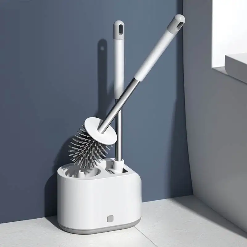 Set Pembersih Toilet Rumah Tangga Dua Kepala dengan Sikat Silikon Kuat, Dapat Digunakan Kembali, Mudah Dipasang, dan Tidak Sekali Pakai