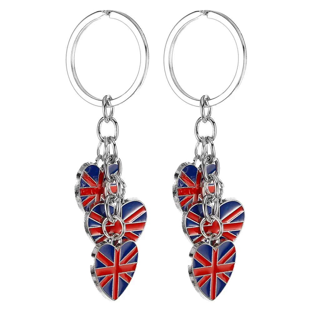 2Pcs Uk Flag Keychain Set Zinc Alloy British Union Jack Keyrings for Car Keys Bag Purse London Souvenir Charm Keychain
