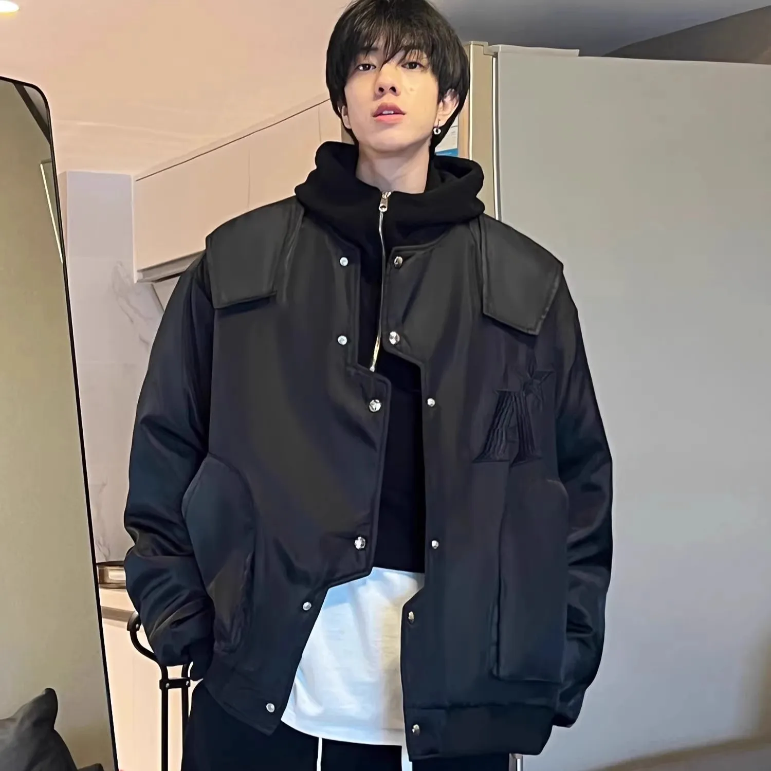 

ex Large Size 300 Pou Japanese Sle Functional Workwear Pilot Jaet Autumn Winter Warm Retro Baseball Coat for Men A...