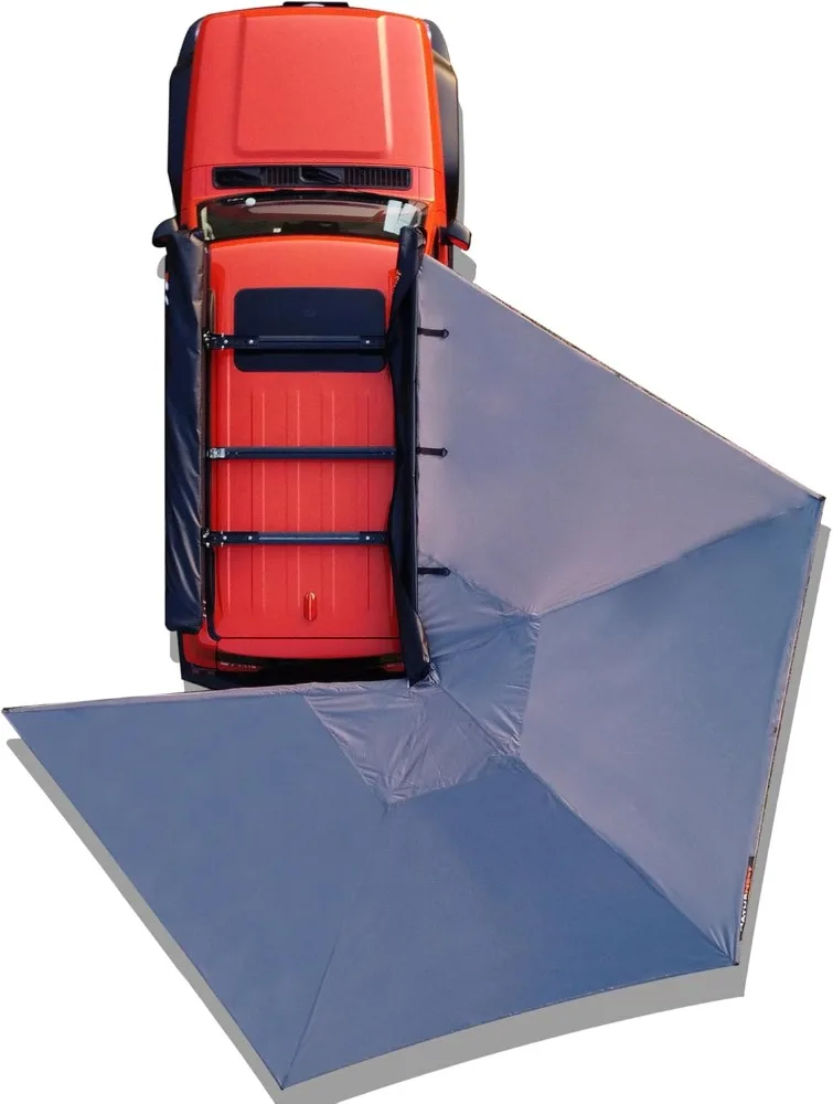 

270 Car Awning, Waterproof Windproof UV-Resistant Retractable Awning with LED Light for Camper, 270 Degree Manual Retractable