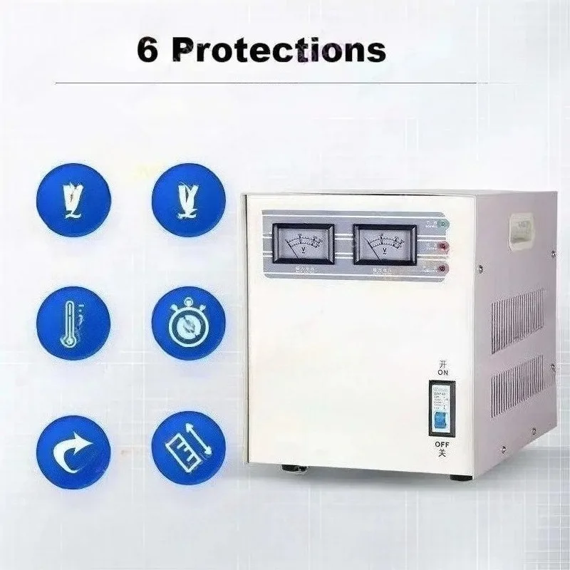 AC Voltage Stabilizer 5000VA 5KW 220V for Home Use, Household Voltage Regulator for Water Pump, Refrigerator, Air Conditioner