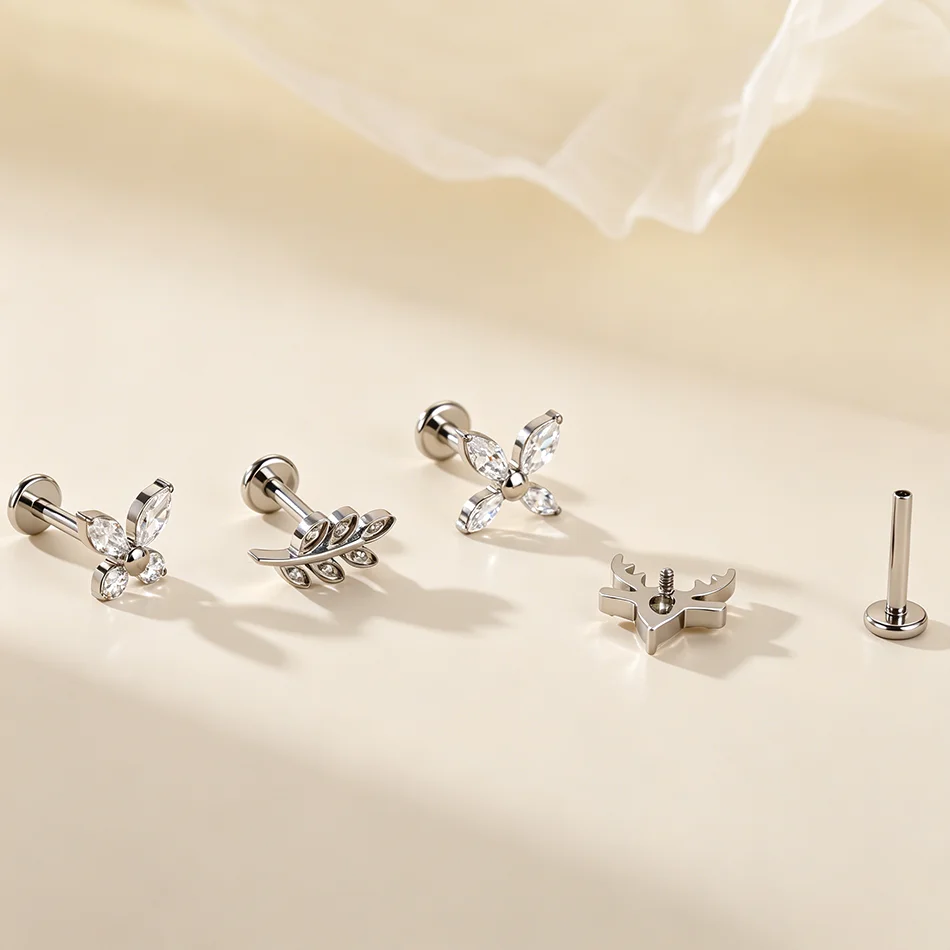 1/5Pcs G23 Titanium Butterfly  - Flat Back Labret Stud recension och pris