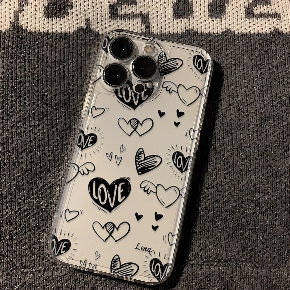 Little Love Heart Clear Silicone Phone Case For iPhone 16E 16 15 14 13 12 Mini 11 Pro XS MAX X XR 7 8 Plus SE 2020 Soft Cover