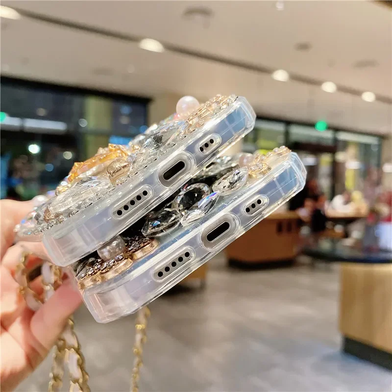 Floral rosa caso para iphone 15 pro max silicone macio telefone capa traseira para iphone 15 16 14 13 12 11 pro pérola moda feminina funda