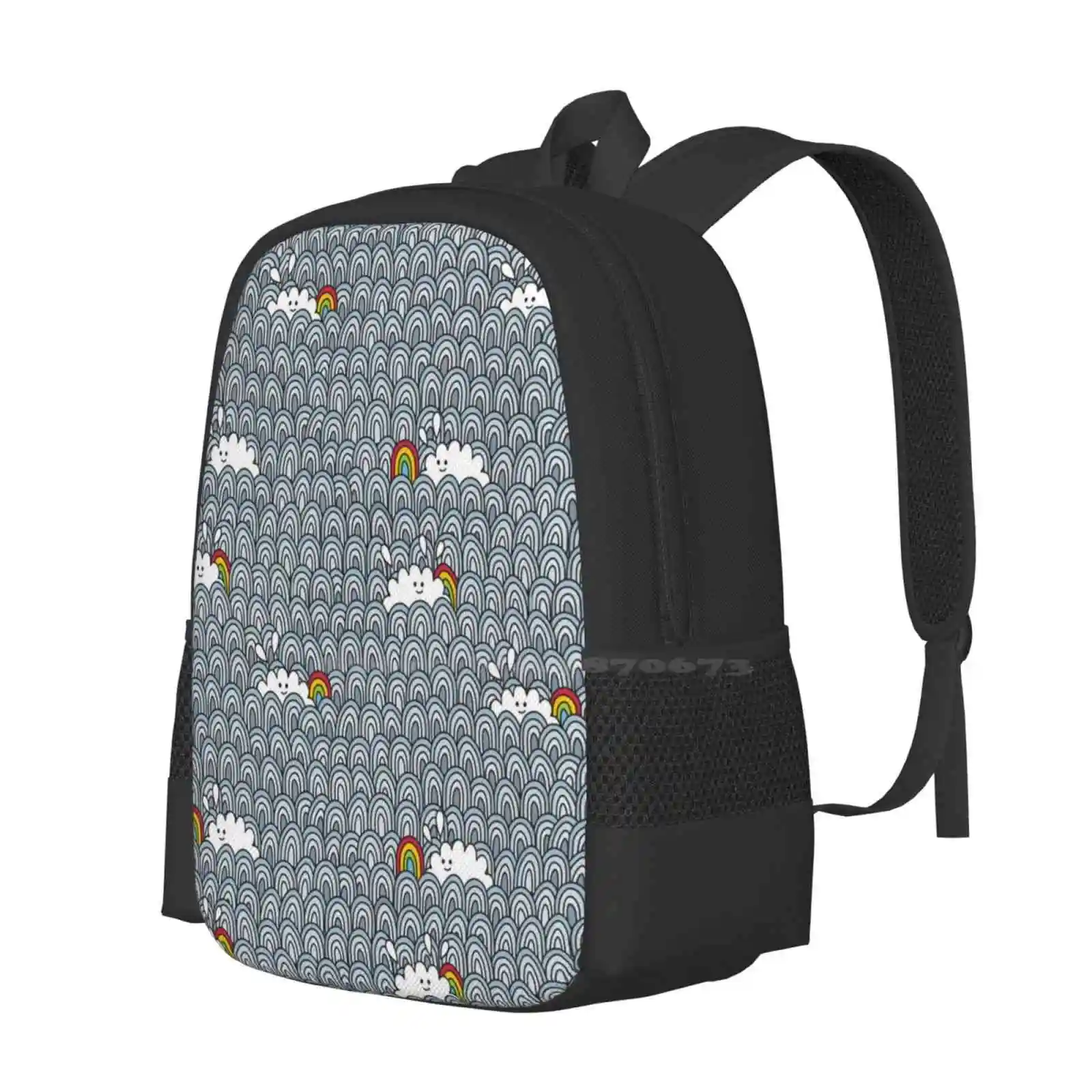 Blue Sky - You`Re Lucky! Hot Sale Schoolbag Backpack Fashion Bags Doodle Pattern Sky Rainbow Clowd Funny Children Smile Weather