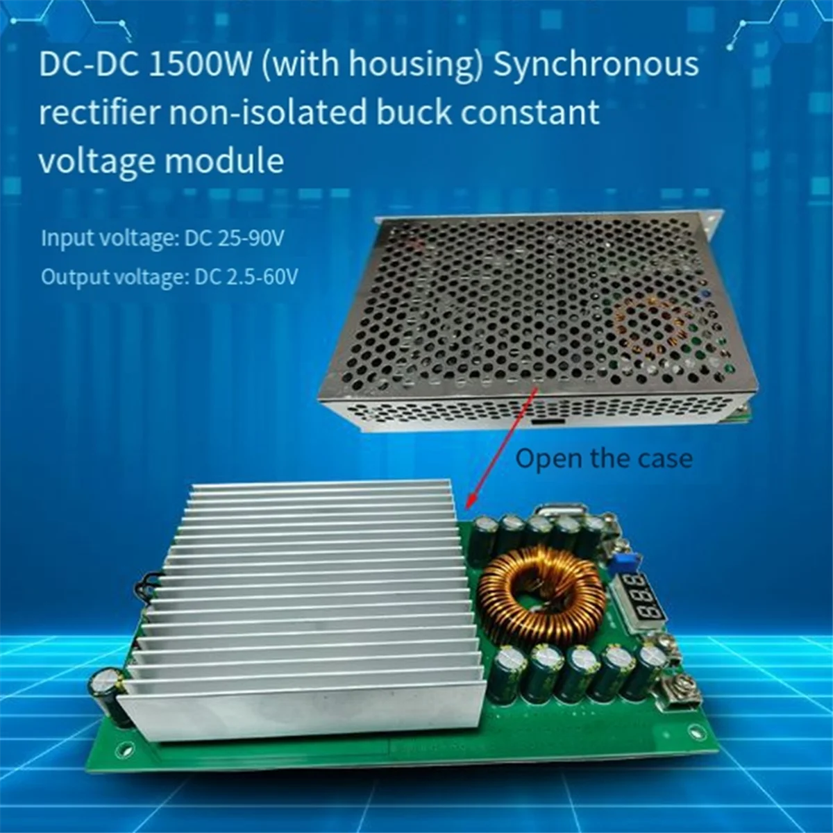 

2025-3C 1500W 50A Adjustable Buck Converter Power Supply DC-DC 25-90V to 12V 48V 60V High Power Voltage Regulator