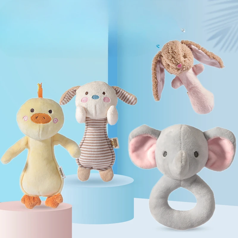 Jouets hochet animaux de dessin animé pour bébé, anneau à main en peluche pour bébé, lit, iles mûres, nouveau-nés précoces, 0-24 mois