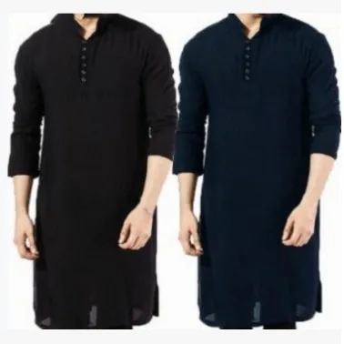 2025 Arabic Style Fashion Simple Long Men's Shirt Robe Thickened Fleece Lined Nine-Quarter Sleeve  Collar Autumn Wear